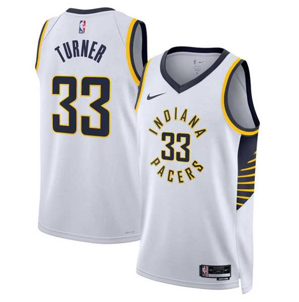 Men%27s Indiana Pacers #33 Myles Turner White Association Edition Stitched Basketball Jersey Dzhi->los angeles lakers->NBA Jersey